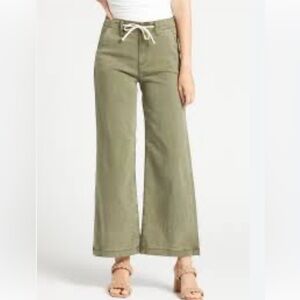 NWT Paige Carly Wide Leg Waistband tie Jeans, Size 30 Color Vintage Smoky Green